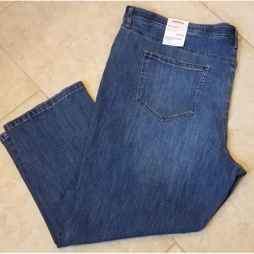 Sonoma Good for Life Straight Jeans Women 28W Short Denim Blue Stretch NEW